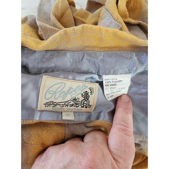 Vintage Roper Women's Yellow Gray Long Sleeve Pearl Snap Down Shirt Size XL - Picture 4 of 7